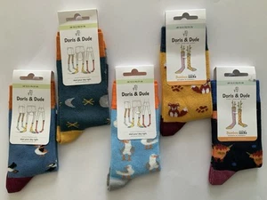 SALE! 5 Pairs Kids Fun Socks £10. Organic Cotton/Bamboo Size 12-3 Doris And Dude - Picture 1 of 10
