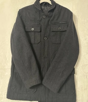 Structure Jacket Wool Blend Mens (S) Black Military Field  Jacket - Image 1 of 4