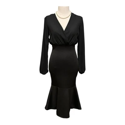 Charlotte Russe Elegant Black Dress Size Small Evening Gown Prom Maxi Ruched - Image 1 of 4