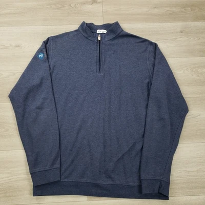 Peter Millar 1/4 Zip Pullover Sweater Men's XL* Blue Cotton Modal Blend PSE Logo - Image 1 of 4