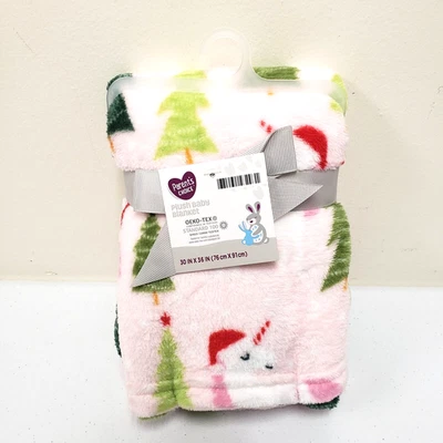 Шляпа Санта-Клауса с единорогом на выбор родителей 30x36 розовое детское одеяло на Рождество - Изображение 1 из 4