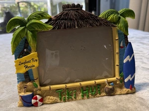 Vintage 4 x 6 Picture Frame 3D Longboat Key Florida Tiki Hut Vacation - Picture 1 of 5