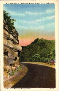 Rocky Turn On Park Highway With The Chimney Tops In The Distance Great Smoky... - Picture 1 of 4