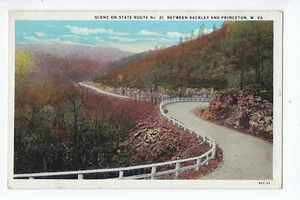 Escena en Ruta Estatal Nº 21 Postal Beckley Princeton West Virginia Curvas - Imagen 1 de 2