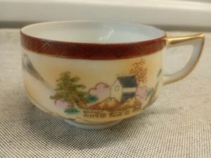 Vintage Halusan China Hand Painted Landscape 2 Teacups Made In Japan MCM - Picture 1 of 13
