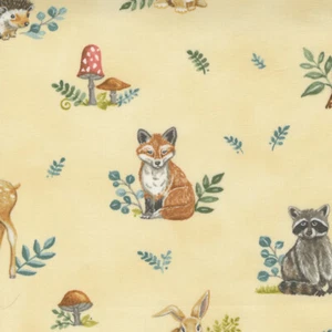Deb Strain Effie's Woods Woodland Allover Outdoor Animals Goldenrod SKU 56011 12 - Picture 1 of 3