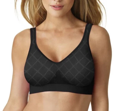 NWT Bali Comfort Revolution Diamond Black Bra  XL Wirefree Stretch Seamless 3484 - Image 1 of 4