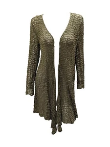 Womens Handmade Boho Crochet Knit Cardigan Longline Jacket Free Size - KHAKI - Picture 1 of 1