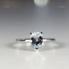 Natural Aquamarine Gemstone Solitaire Ring Size 6 925 Sterling Silver For Women
