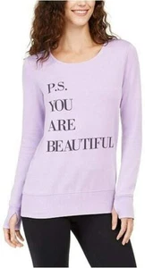 Ideology You're Beautiful Burnout Fleece Top - XL - Purple - Picture 1 of 1