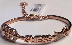 NWT Guess Rose-Gold Metal/Clear Rhinestones Arrow Bracelet, Exclusive Line, $60 - Picture 1 of 3