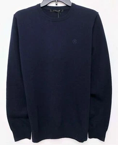 Roberto Cavalli, Machine Washable Wool/Cashmere Crewneck Sweater, Blue, Slim XL - Picture 1 of 3
