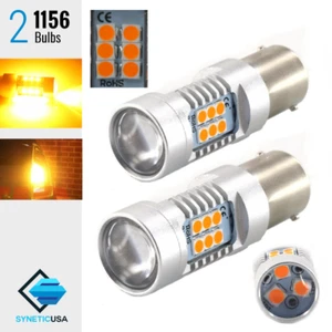 2x 1156 7506 BA15S High Power LED Amber Yellow Turn Signal Light Bulb - Picture 1 of 7