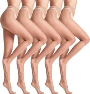 5 Paar 10D Damen transparente Strumpfhosen ultra transparente Strumpfhose mit Control Top XXL - Bild 1 von 6