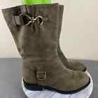 Cole Haan Air Tantivy Short Mid Calf Flat Boot Pull On Green Leather Size 8B