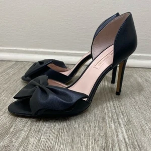 Avec Les Filles Women's Size 9 Jada Bow Peep Toe Pump Heels Black - Picture 1 of 8