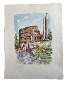 Rome Colosseum Watercolor Print – Vibrant Unframed Wall Decor Italian Wall Decor - Picture 1 of 1