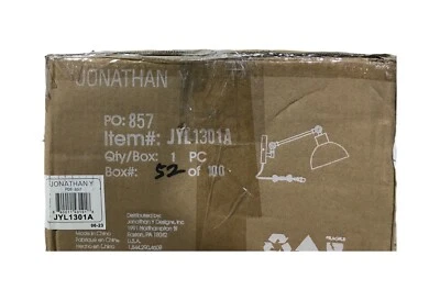 JONATHAN Y Lisa 18 pulgadas Aplique de pared LED de hierro dorado blanco/latón con brazo oscilante Foto 1 de 2