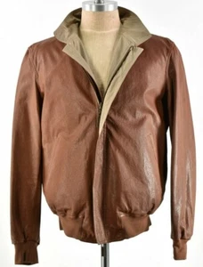 Luciano Barbera Leather Jacket NWT Reversible In Brown & Tan Sz 56 XL US $4,200 - Picture 1 of 8