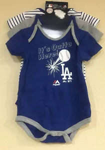 LA Dodgers Toddlers 3 Piece BodySuit Set by Majestic Colors - Royal/Gray/White - Picture 1 of 10