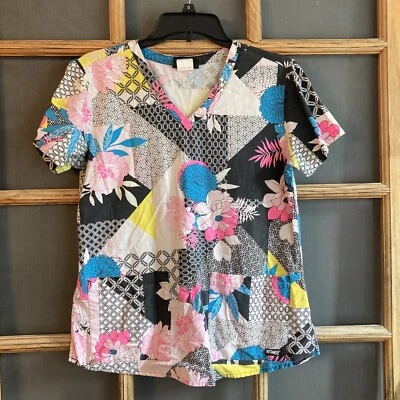 Grey's Anatomy Women's Floral V-Neck Scrub Top Size 16 - Image 1 of 4