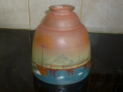 ANCIEN GLOBE DE LAMPE  VERRE STYLE PATE DE VERRE 1900 ART DECO - Photo 1/4