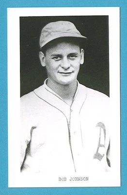 Postal de béisbol vintage de Bob Johnson (atletismo) con nombre en el frente GRN  Foto 1 de 2