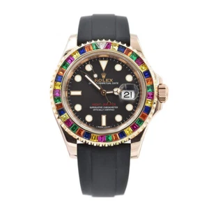 Rolex Yacht-Master Rainbow Sapphires Everose Gold Automatic Mens Watch 116695 - Picture 1 of 7