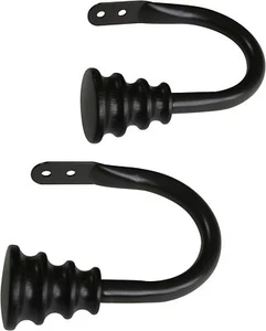  Curtain Holdbacks Set of 2 Window Treatment Holdbacks Wall Mounted Black 4.5" - Picture 1 of 3