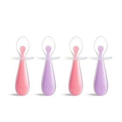 Munchkin® Silicone Scoop™ Trainer Spoons with Choke Guard for Baby Led Weaning, - Image 1 of 3