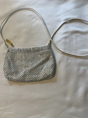 Whiting & Davis International Vintage White Purse Crossbody long  handle - Image 1 of 4
