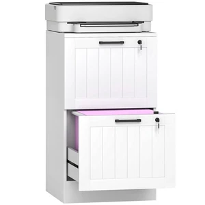 HOMCOM 2 Drawer File Cabinet with Lock and Adjustable Hanging Bars, White - Picture 1 of 11
