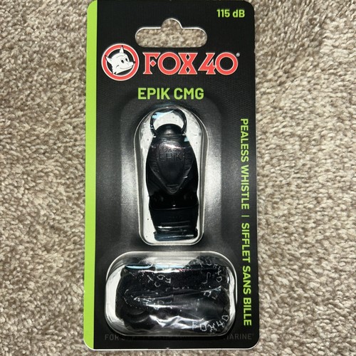 Fox 40 Epik CMG Sifflet Avec Cordon Noir - Sifflet Arbitre Professionnel 115 DB
