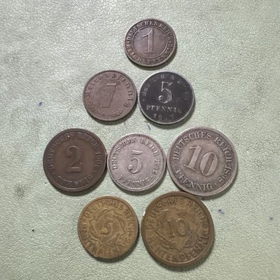 Lot Of 8 - Germany 1, 2, 5, 10 Pfennig Coins All Different - Image 1 of 4