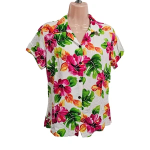 Two Palms Tropical Hawaii Top Bluse Shirt Damen Gr. S geblümt - Bild 1 von 9