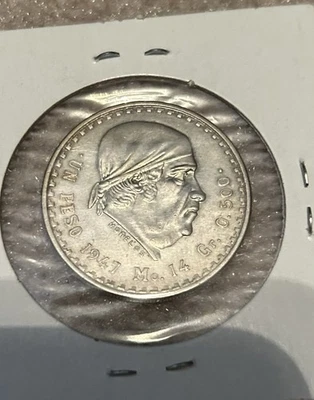 México KM456 1 peso 1947 prata - Imagem 1 de 4