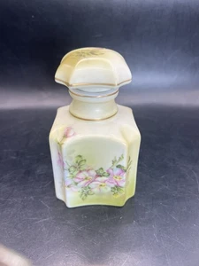 Botella de perfume vintage Nippon pintada a mano con tapa diseño floral hecha en Japón - Imagen 1 de 24