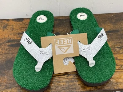 NUEVAS chanclas de golf Reef Mulligan II para hombre talla 13 sandalias de hierba blancas verdes Foto 1 de 4