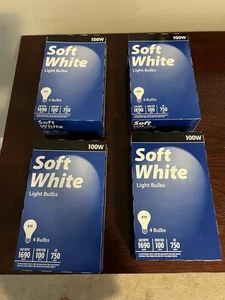 Light Bulbs Soft White 100 Watt - 1 Pack of 4 Bulbs not LED price per box. - Picture 1 of 5