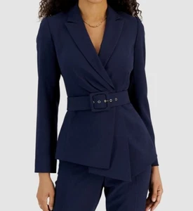 Giacca blazer tuta Tahari ASL donna blu con cintura davanti taglia 8 - Foto 1 di 3