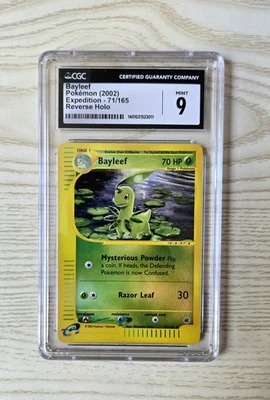 CGC 9 MINT Bayleef 2002 Expedition 71/165 Reverse Holo Pokemon Card - Image 1 of 2