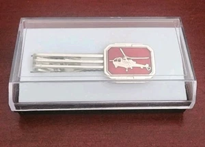 VINTAGE OSAKA CITY FIRE DEPARTMENT HELICOPTER RED ENAMEL TIE CLIP. JAPAN - Picture 1 of 10