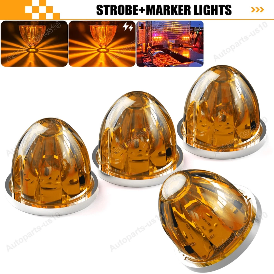 Luz estroboscópica estable + sandía ámbar 4 piezas para Kenworth Peterbilt Freightliner Foto 1 de 4