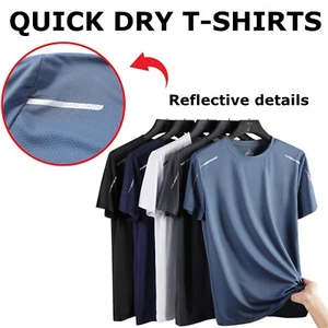 Men Quick Dry Sports Running Short Sleeve T-Shirt Gym Fitness Football - Picture 1 of 23