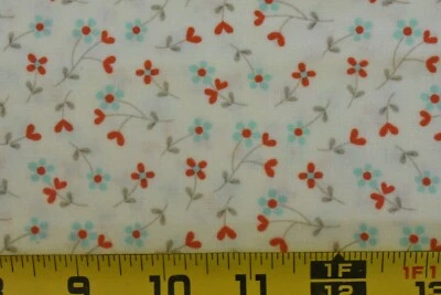 By 1/2 Yd, Red & Blue Calico on Cream Quilt Cotton, Moda, Gervais,  "Flirt",V410 - Image 1 of 4