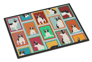 Stylish Black and White French Bulldog Doormat - Weather-resistant Welcome Mat - Picture 1 of 6
