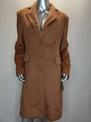 Halogen Size 8 Wool Blend Coat Camel Single Breasted Notch Collar Womens New - Image 1 of 4