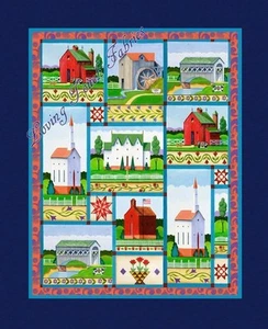 JIM SHORE / SPRINGS "DORF FARM" LANDSCHEUNE #16018 STOFFBAHN 34" X 44" - Bild 1 von 1