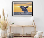Humpback Whale Print,Sunset Sky Wall Art,Humpback Framed Animal Wall Art, Animal