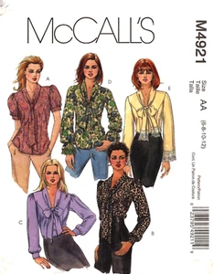 McCalls 4921 ~ Blouses/Tops ~Patterns ~Feminine & Sporty Casual ~Sizes 6-8-10-12 - Picture 1 of 4